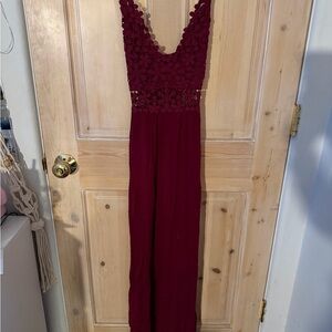 Burgundy Crochet Maxi Dress